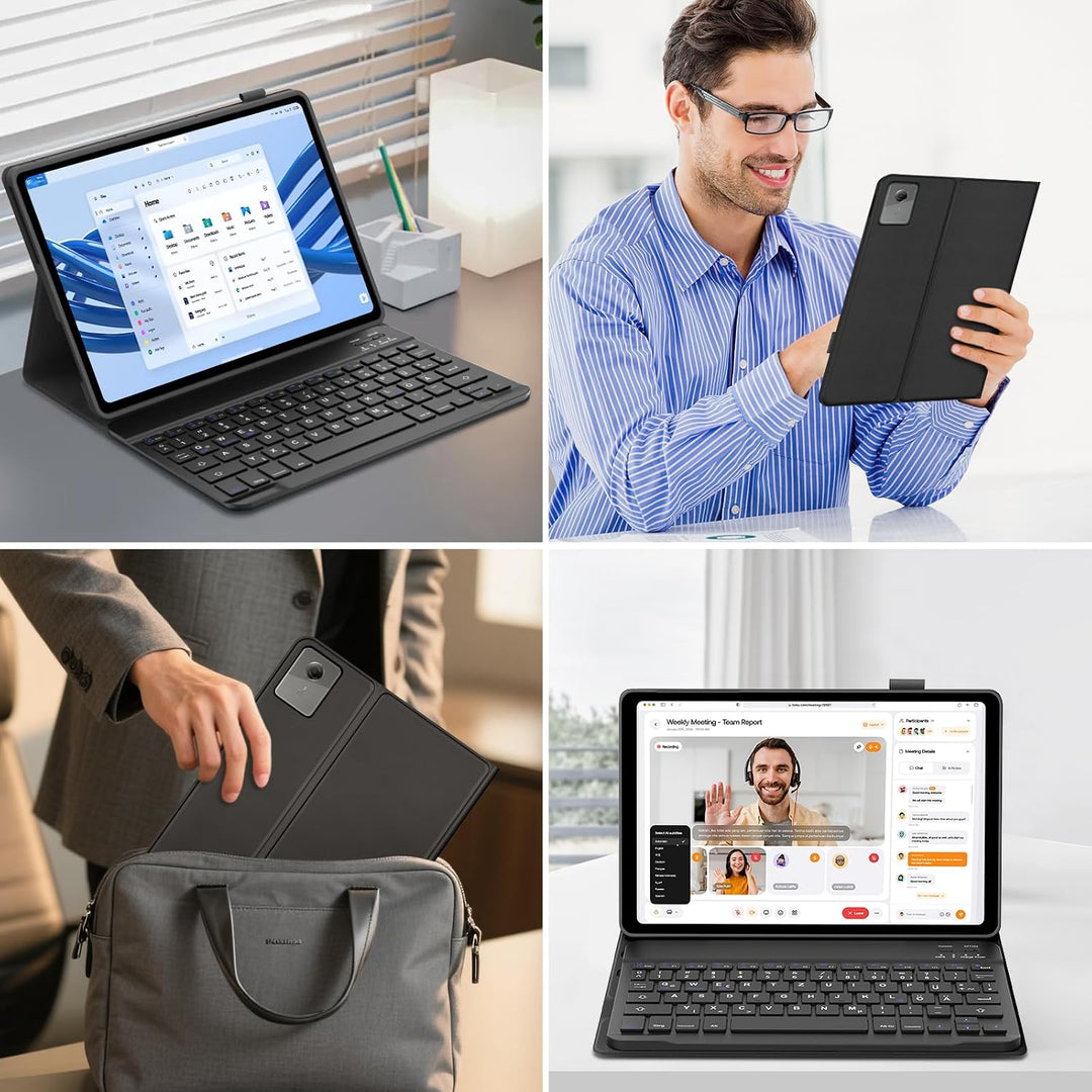 IVEOPPE Hülle mit Tastatur für Lenovo Idea Tab 11" 2025 / Tab M11 2024 | Abnehmbare Magnetisch QWERT