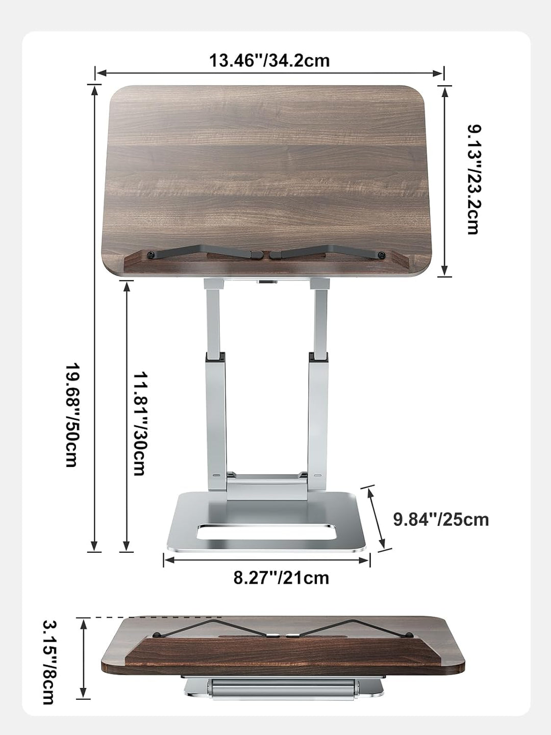 Tounee Buchständer, Teleskop-Buchhalterständer, höhenverstellbar, ausziehbares Design, ergonomischer