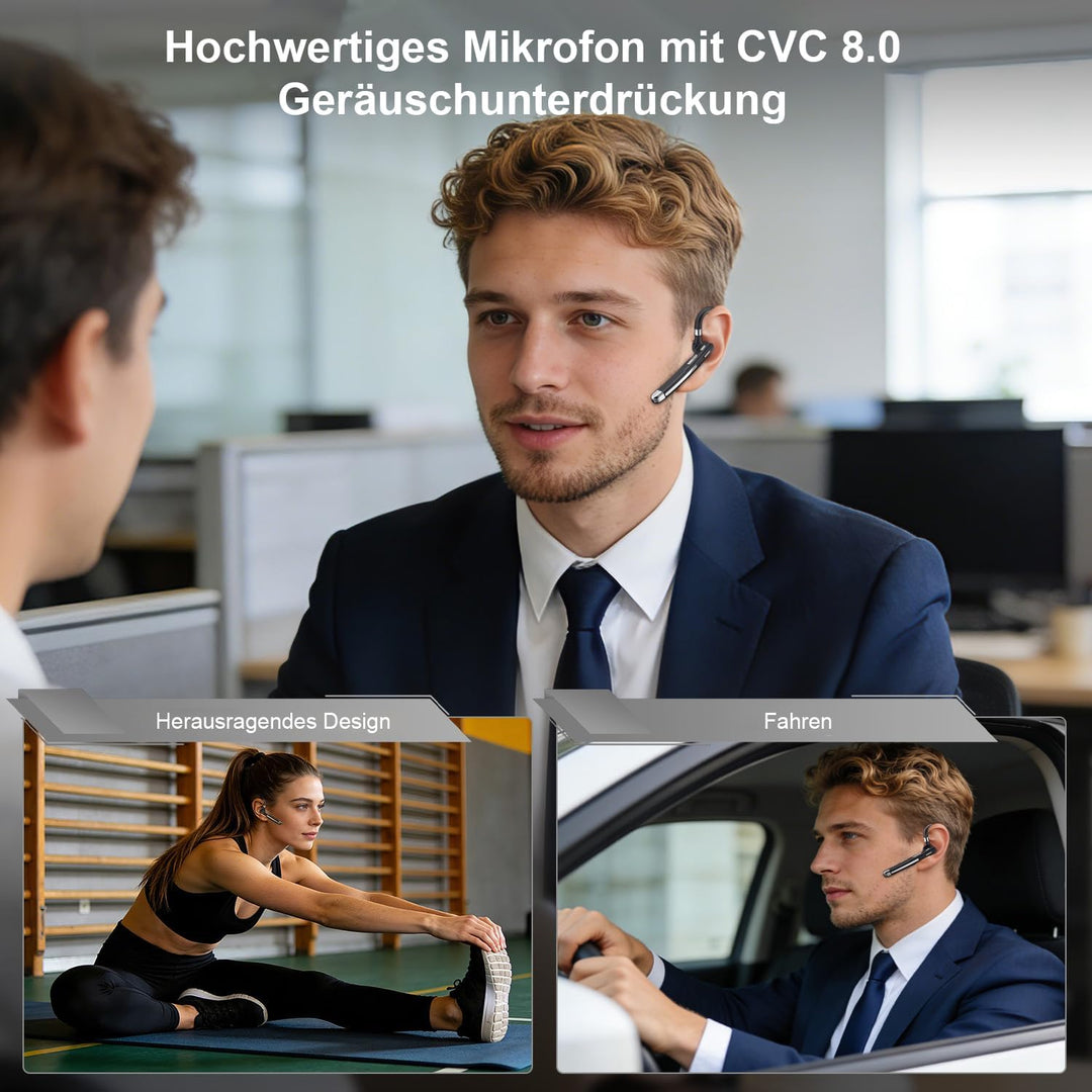 Headset Bluetooth 6.1 CVC8.0 Noise Cancelling In Ear Kopfhörer 100 Std Kabellos Kopfhörer mit Dual M