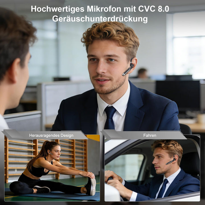 Headset Bluetooth 6.1 CVC8.0 Noise Cancelling In Ear Kopfhörer 100 Std Kabellos Kopfhörer mit Dual M