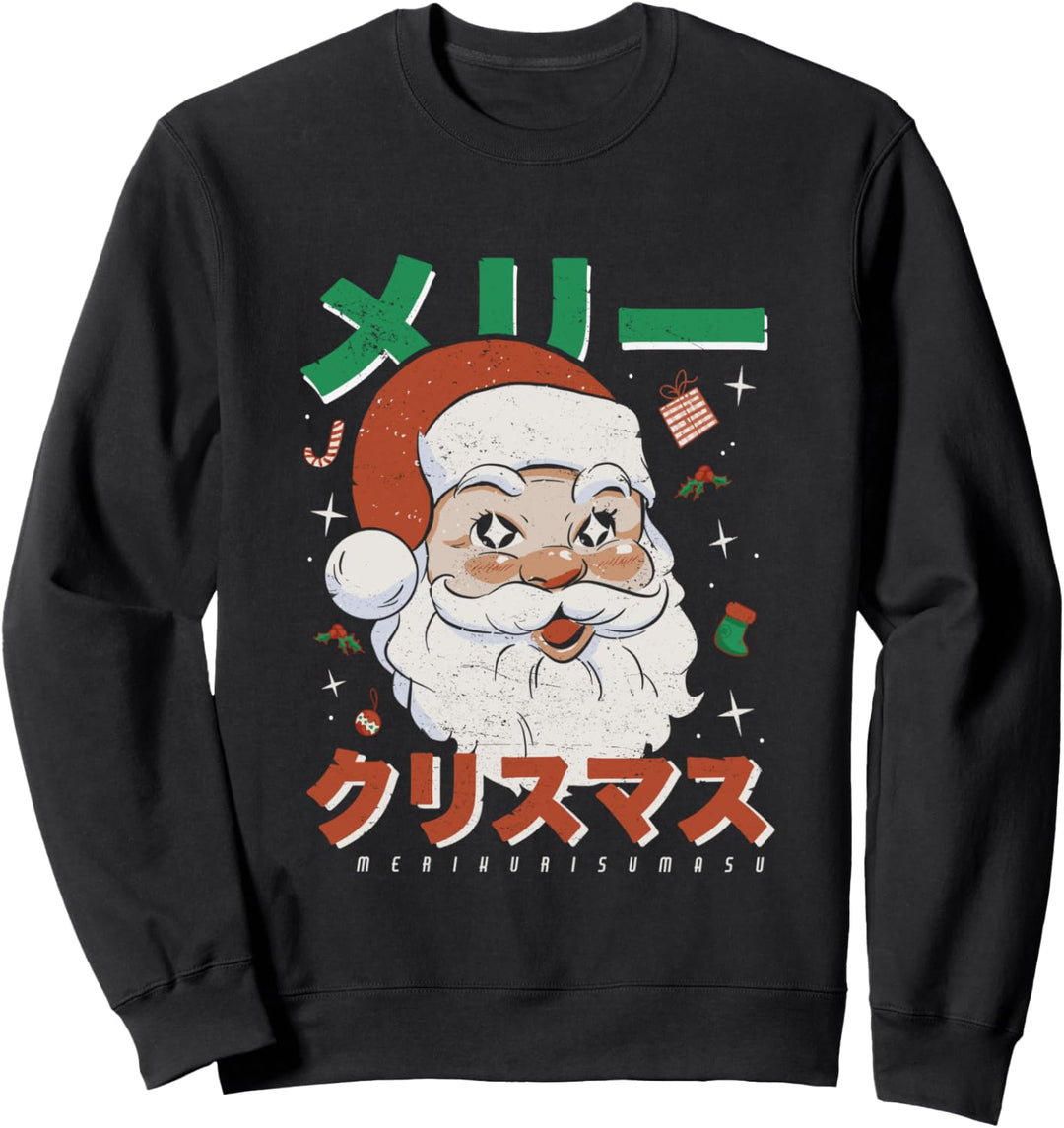 Japanische Kawaii Santa Claus Weihnachtsmann Frohe Weihnacht Sweatshirt