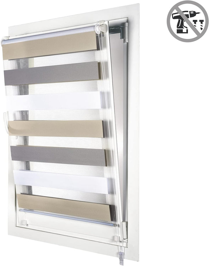 STORESDECO Doppelrollo Klemmfix ohne Bohren. Klemmrollo Einfache Montage, Zebra Rollo lichtdurchläss