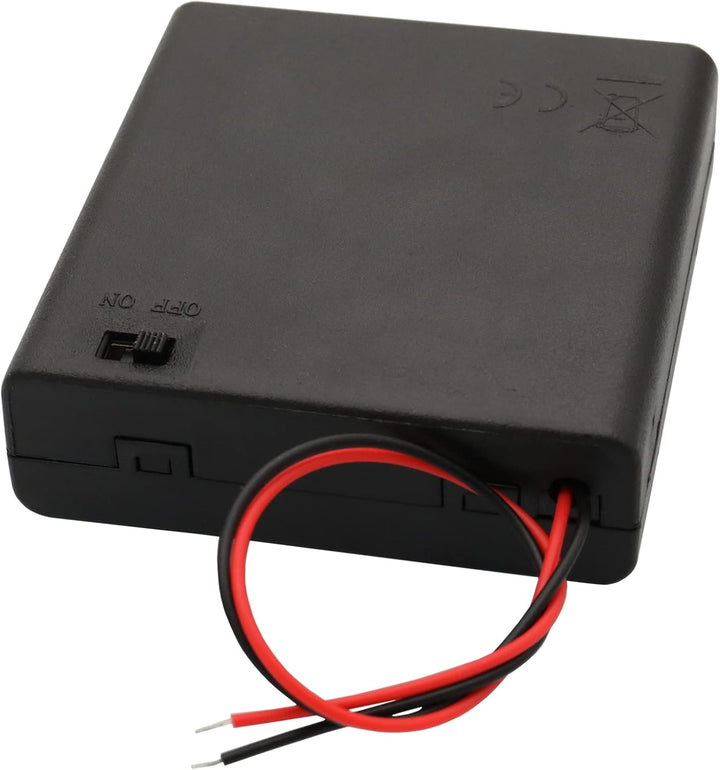 6 V AA-Batteriehalter, 4 x 1,5 V AA-Batteriehalter mit Kabelleitungen und An-/Aus-Schalter (4 Stück)