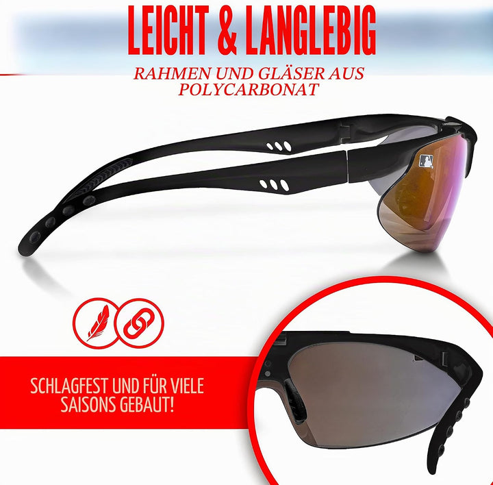 Franklin Sports MLB - Flip Up Baseball + Softball Sonnenbrille für Kinder + Erwachsene - Leichte Spo