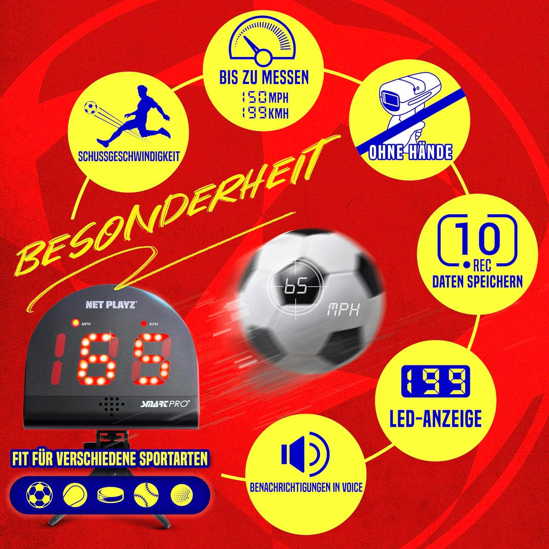 NET PLAYZ Fussballradare, Trainingsgeräte mit Geschwindigkeitssensoren | Fussball Geschenke, Hightec