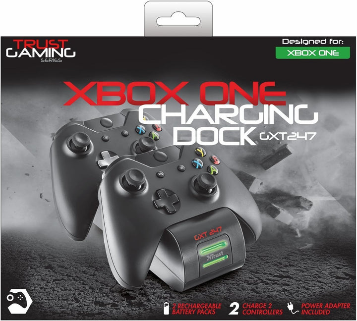 Trust Gaming GXT 247 Xbox One Controller Ladestation inkl. Akku (2-Fach) schwarz Xbox One mit auflad