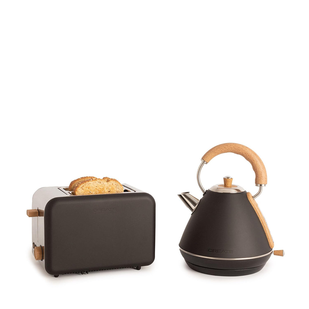CREATE/PACK TOAST RETRO + KETTLE RETRO L/Toaster und Wasserkocher schwarz / 3 programmierbare Toastz