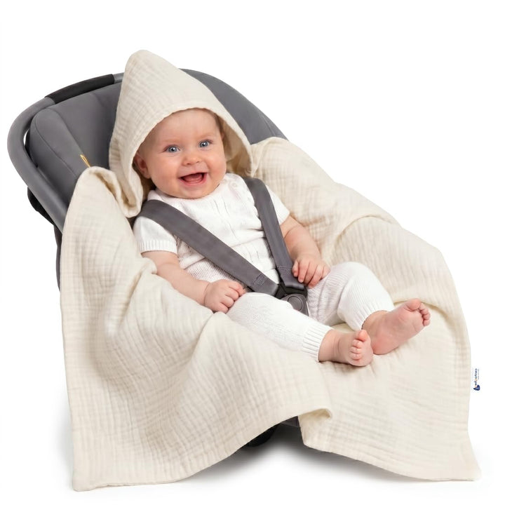 Medi Partners Einschlagdecke Baby Babyschale 100% Baumwolle für Sommer 85x85cm Kinderwagen Kuschelde