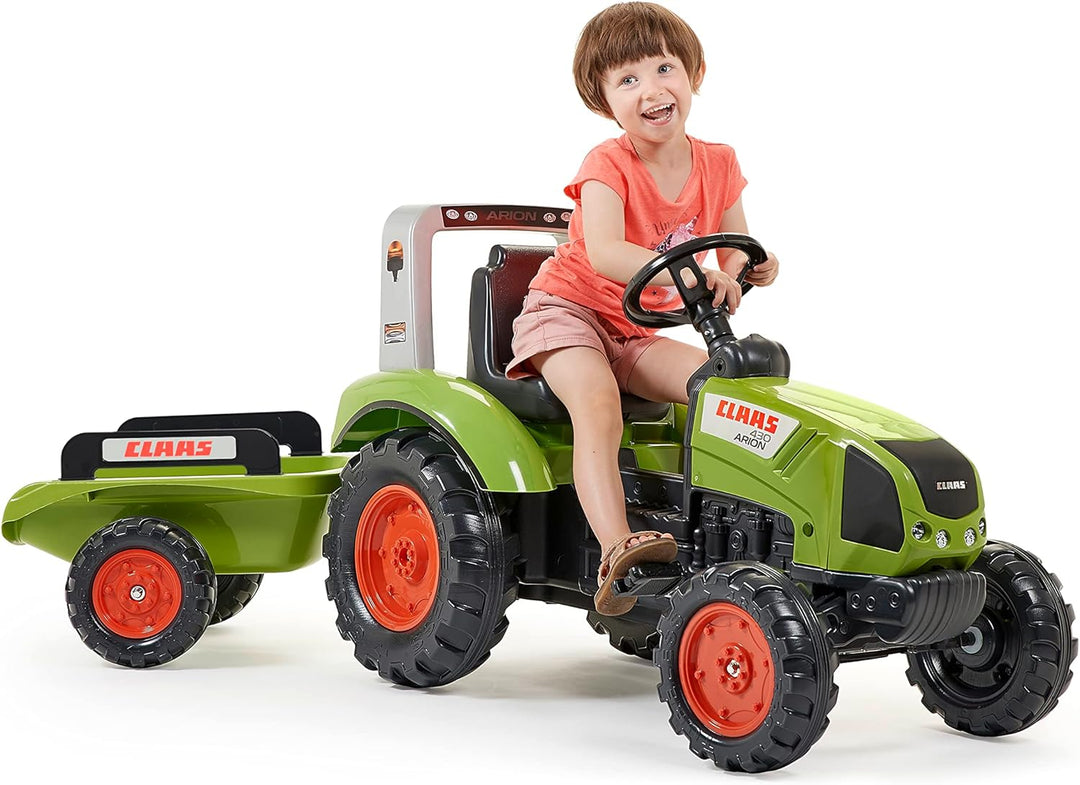 Falk - Traktor mit Pedalen Claas mit Anhänger – ab 3 Jahren Lenkrad mit Hupe – Sitz verstellbar – 10