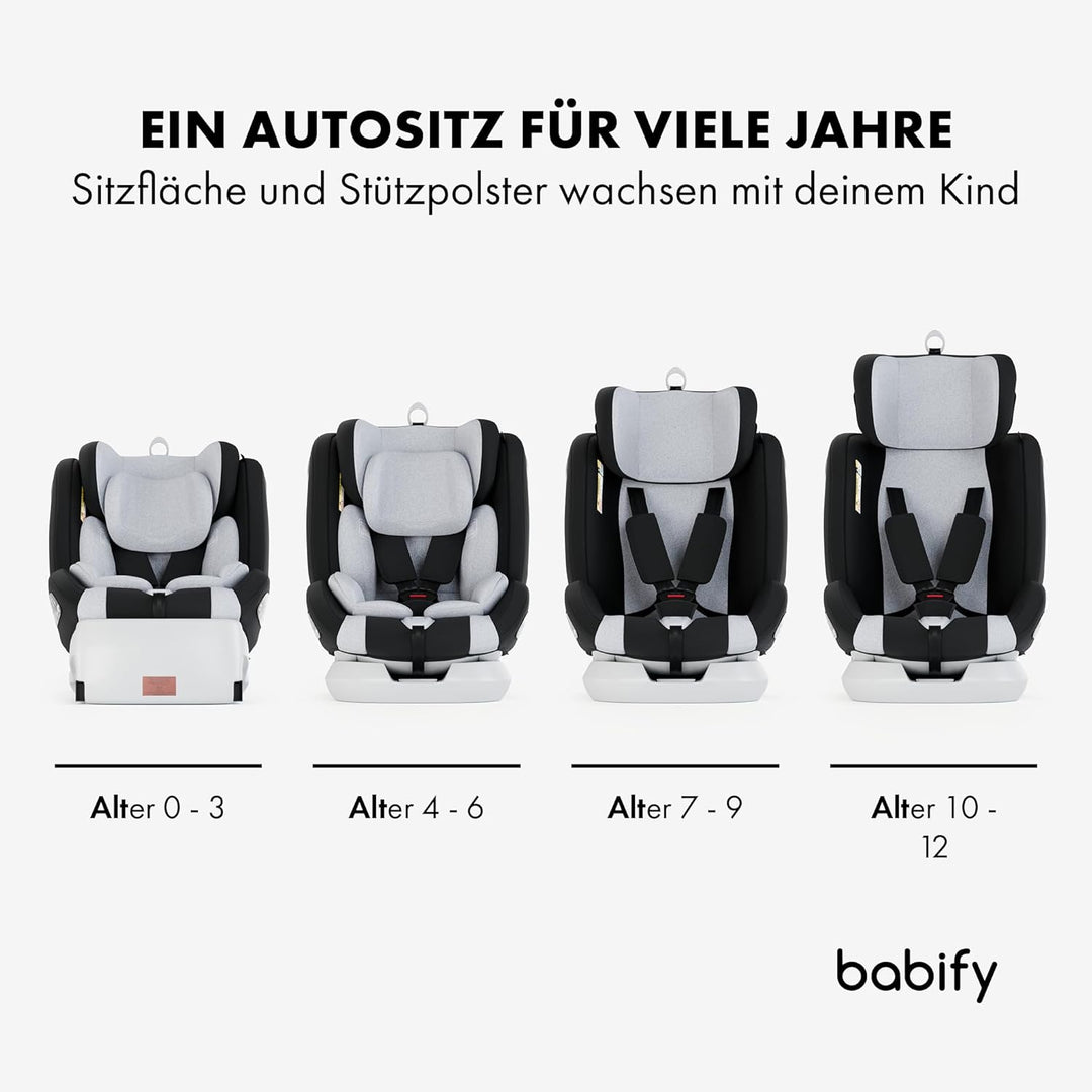 Babify Onboard Autositz für Babys und Kinder, 0 Monate - 12 Jahre, verstellbar 360, tragbarer und si