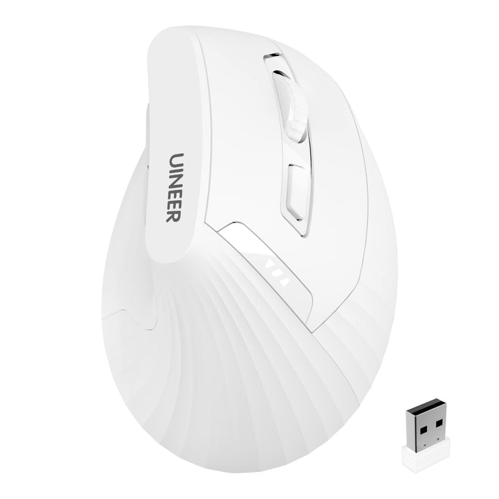 Uineer Vertikale Maus kabellos, 2,4G ergonomische Maus mit Akkuanzeige, 4 Stufen DPI, computermaus f