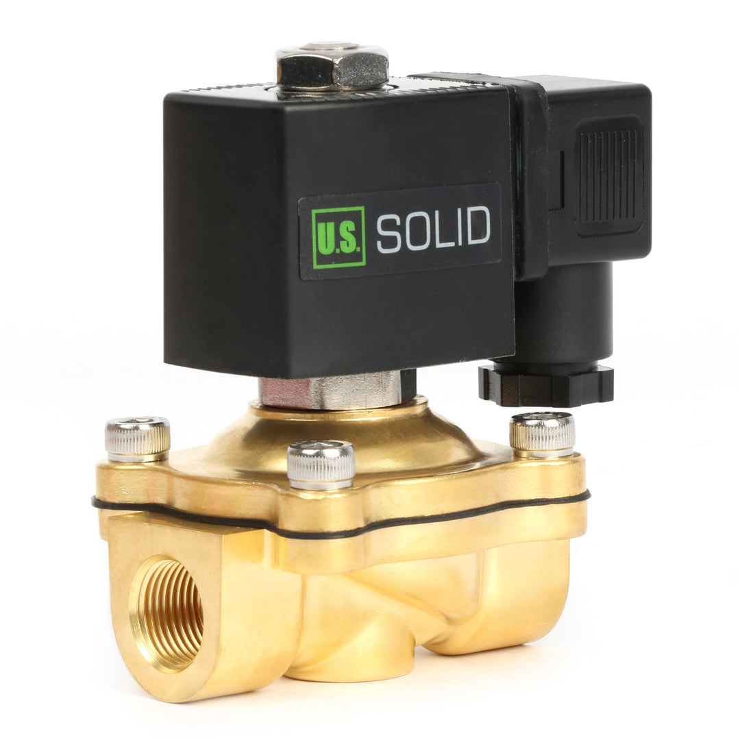 U.S. Solid Magnetventil Messing G 3/8" 24V DC stromlos geschlossen 10 bar - Elektrisches Wasserventi