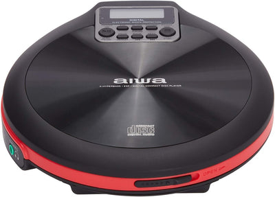 CD-Player AIWA PCD-810RD Rot/Schwarz & Hama CD-Player-Tasche für Discman und 3 CDs (mit Kabelausgang