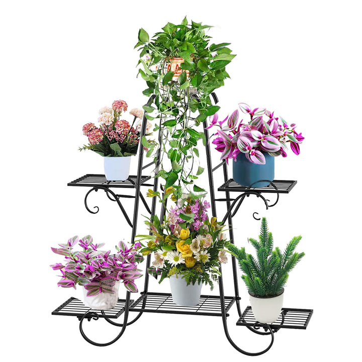 CarolynDesign 6-stöckige Pflanzenständer für drinnen und draussen, Blumentopfhalter Regal für mehrer