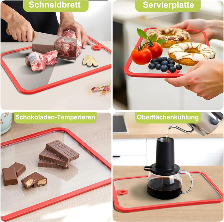 Freshmagic Schneidebrett Glas Spülmaschinenfest, Hochwertiges Glasschneidebrett mit Anti-Geruch für