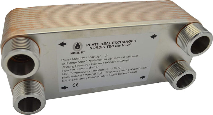 Edelstahl Plattenwärmetauscher Nordic Tec Ba-16-24 mit Isolierung Wärmetauscher Plattenwärmeübertrag