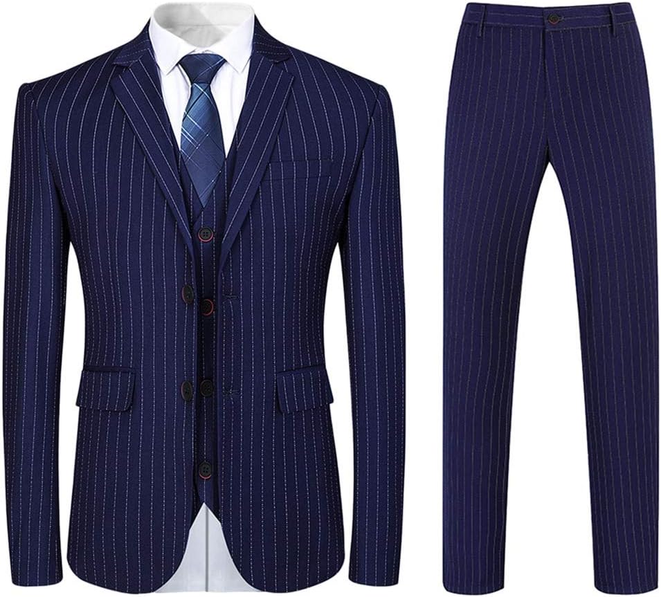 YOUTHUP Anzug Herren Slim Fit 3 Teilig Vertikale Streifen Anzüge Business Herrenanzug Sakko Weste Ho