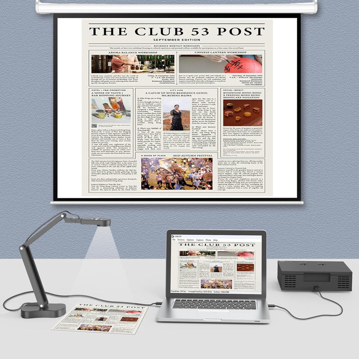 Gawervan USB Dokumentenkamera, 8MP Dokumentenkamera Schule für Lehrer mit Mikrofon, LED-Licht mit 3