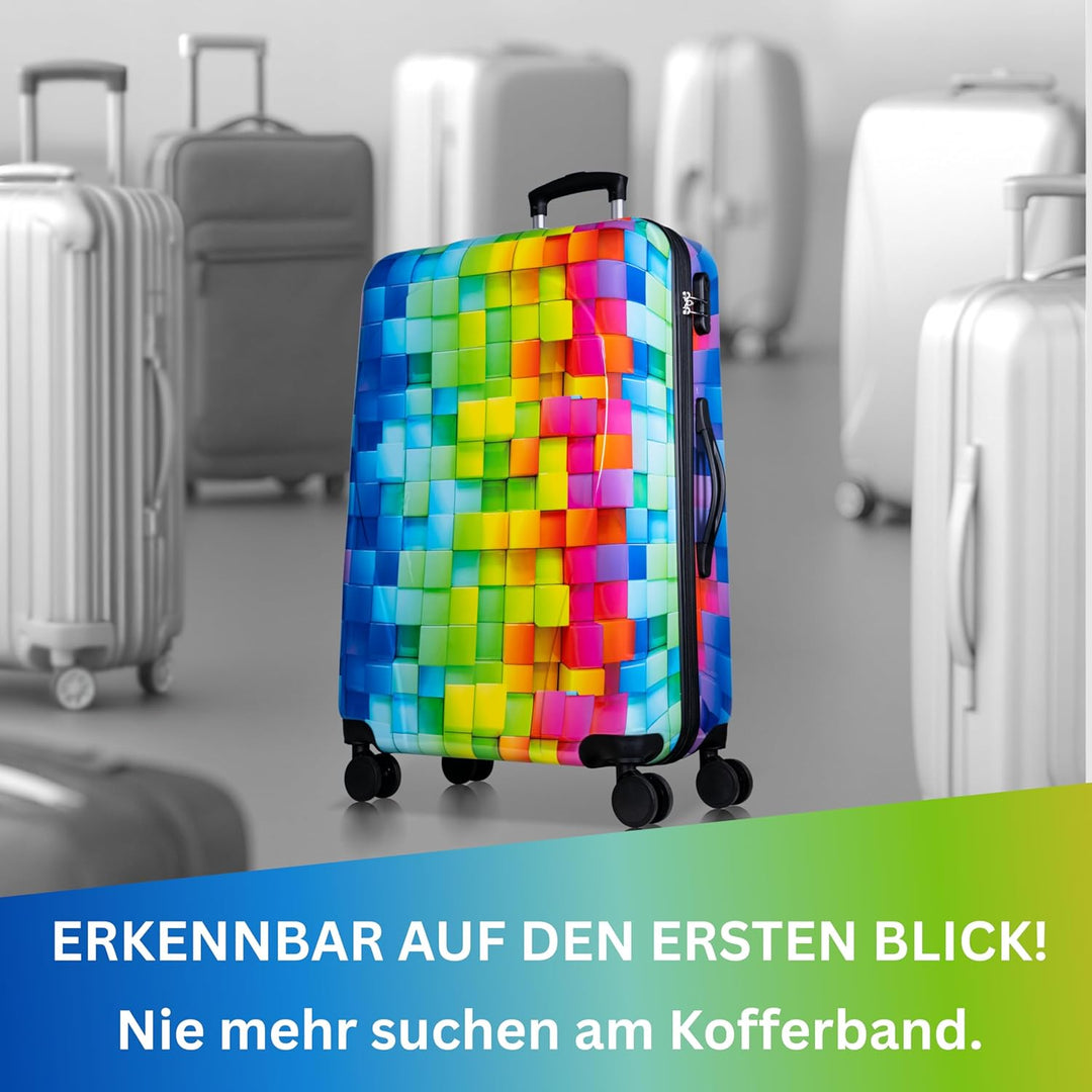 NOWI Hartschalenkoffer XL Gross – 102L Volumen – 8 Rollen 360° drehbar – Leichter ABS Koffer mit Zah