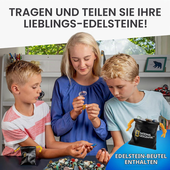 NATIONAL GEOGRAPHIC Trommelstein Nachfüllset – 2,26 kg Mischung aus Steinen &amp; Roh-Edelsteinen zum Tr