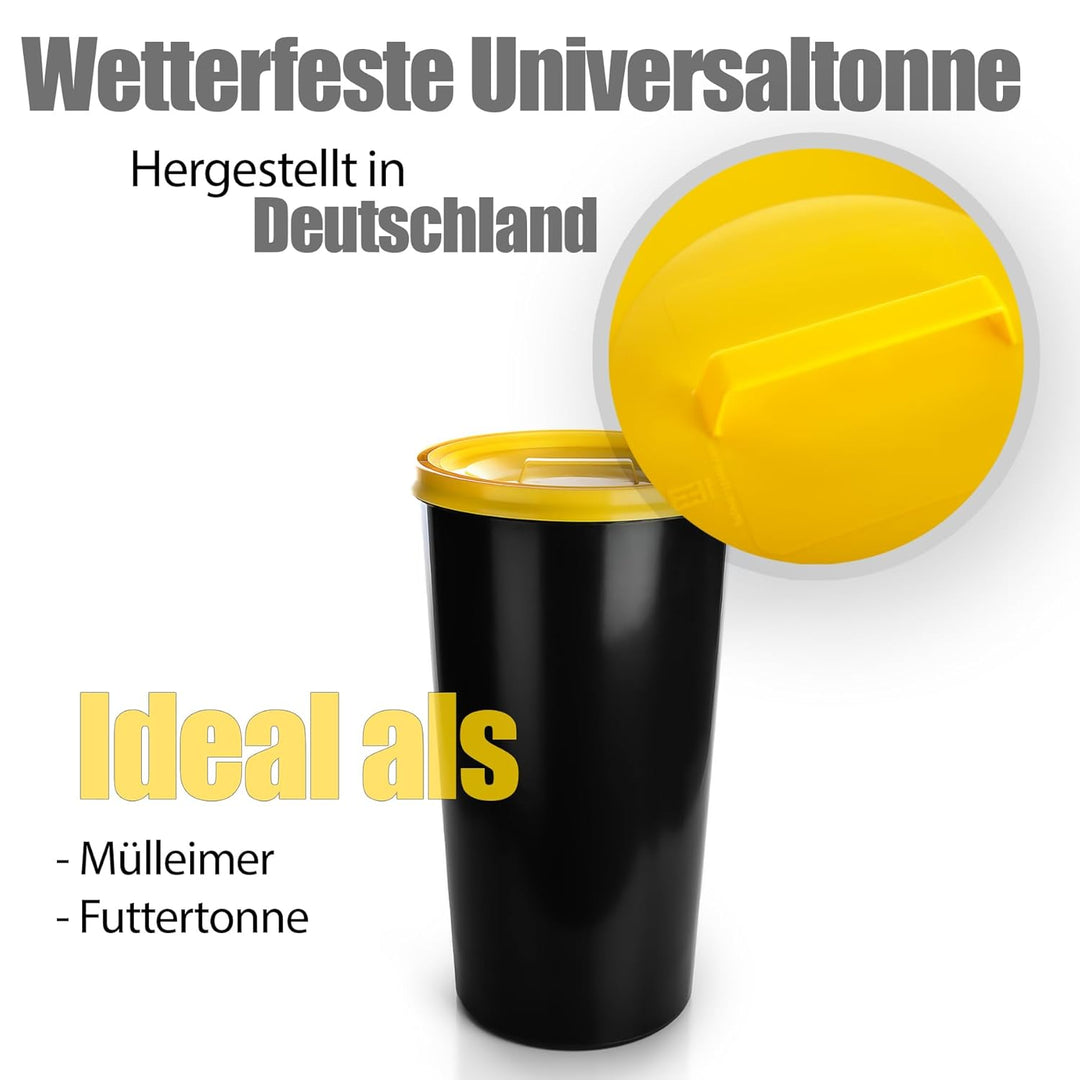BigDean wetterfeste Mülltonne 60L mit luftdicht verschliessbarem Deckel in Gelb – Gelber Sack Tonne