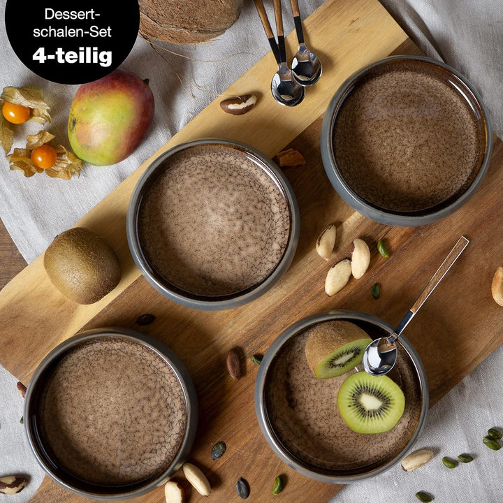Moritz & Moritz SOLID 4x Kleine Schalen - 300ml - Dip Schälchen aus Steinzeug für Dessert, Snack, Su