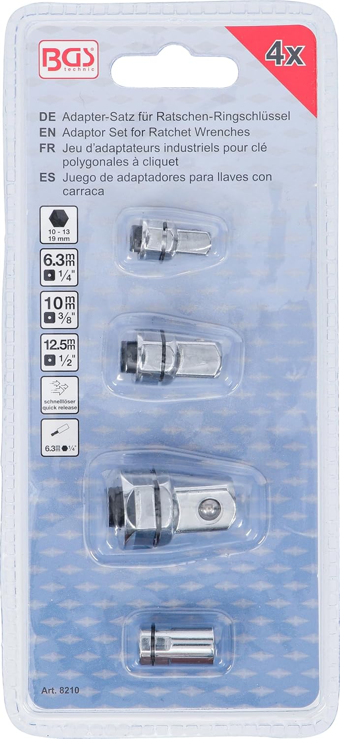BGS 8210 | Adapter-Satz für Ratschen-Ringschlüssel | 4-tlg.