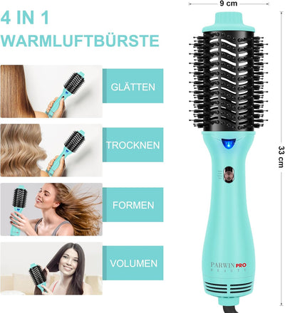 One-Step Warmluftbürste Föhnbürste, PARWIN PRO BEAUTY Rundbürstenföhn, 4 in 1 Ovale Haartrockner loc