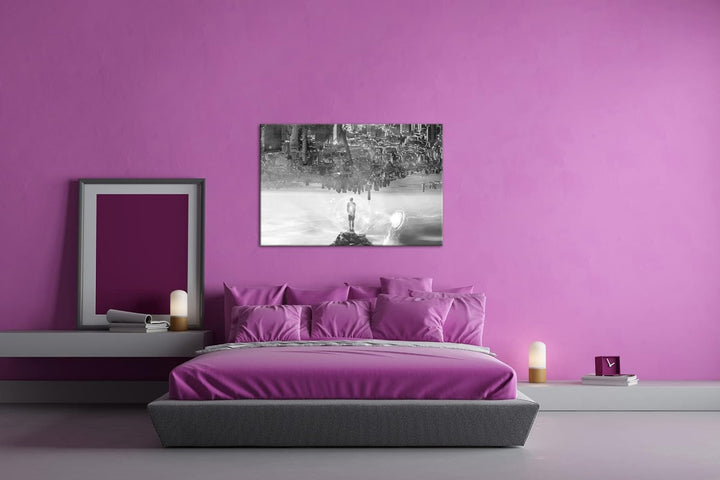 die Welt steht Kopf Format: 80x60 Effekt: Schwarz&Weiss als Leinwandbild, Motiv fertig gerahmt auf E