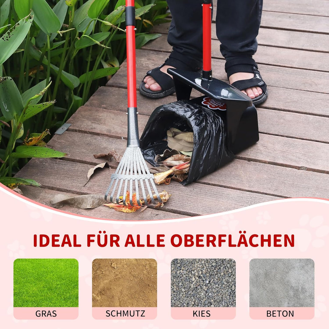 Hundekotschaufel Schwenkbehälter & Rechen & Spaten Mit 60 Hundekotbeutel, Hundekotsammler Für Grosse