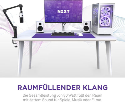 NZXT Relay PC-Gaming-Desktop-Lautsprecher –AP-SPKW2-EU - Full-Range-Sound – 80 Watt – Hoher Dynamikb
