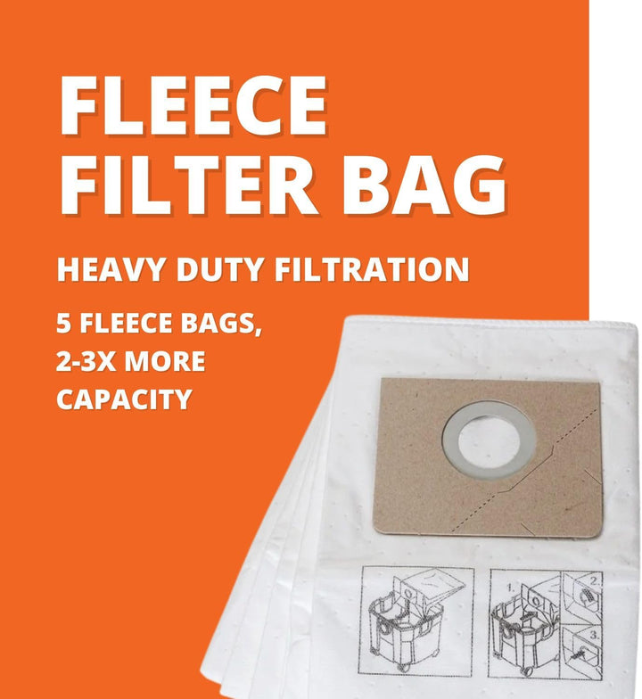 FEIN 31345062010 Vliesfiltersack für Dustex 35L, 5 Stück, Beige, Weiss