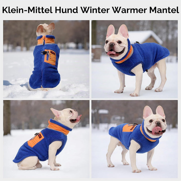 FEimaX Warme Hundemantel Winddichte Haustier Winter Fleece Hundejacke Winterweste mit D-Ring Hundekl