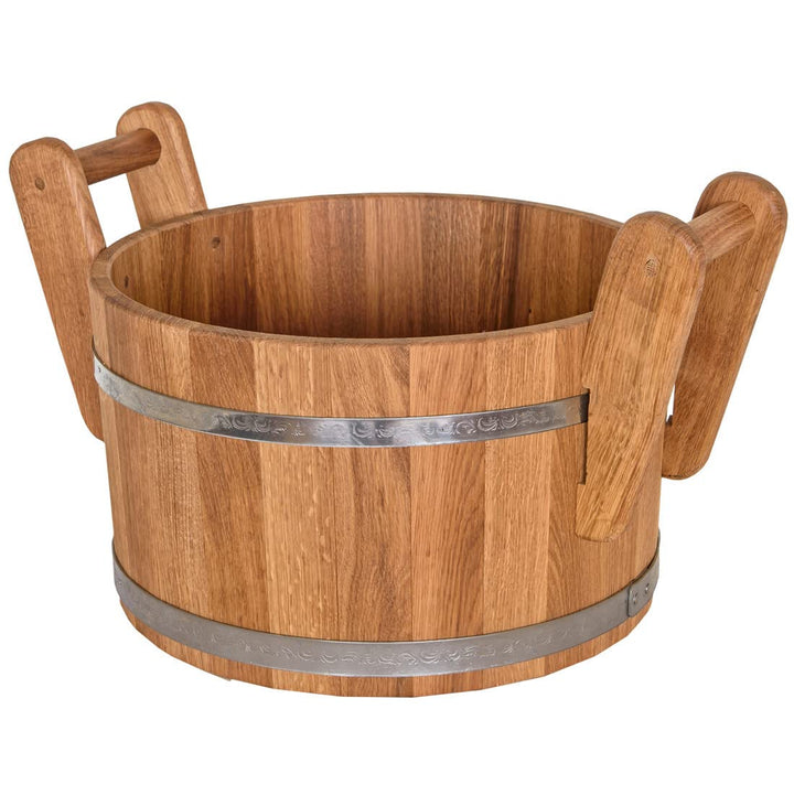 Waldmeister Bonpos Aufgusskübel 23 Liter Sauna Eimer Holz Eiche Pflanzkübel D 43cm Garten Terrasse