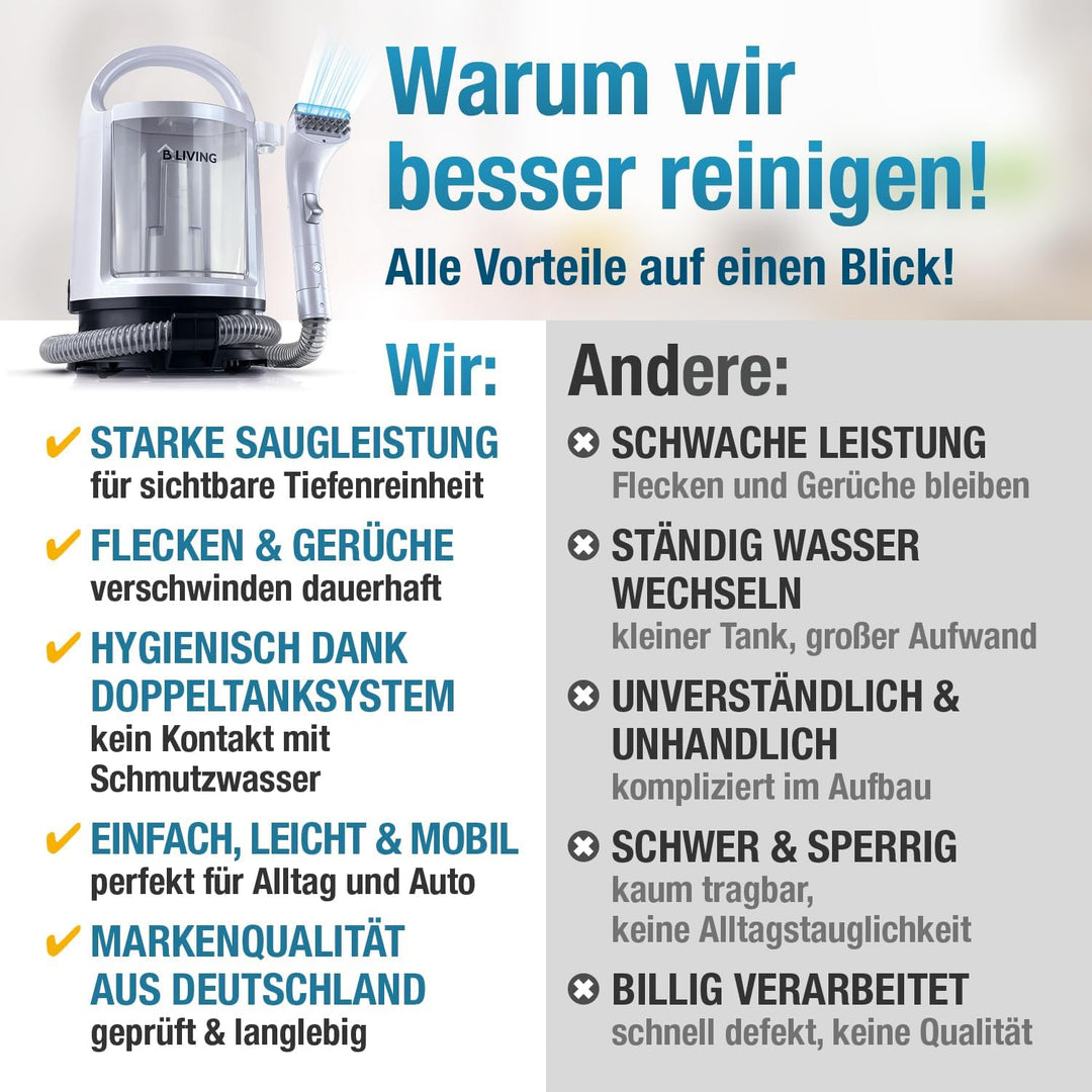 Hydropower Clean Nass- Trockensauger – Nasssauger mit doppeltem Tanksystem – Leistungsstarkes Polste