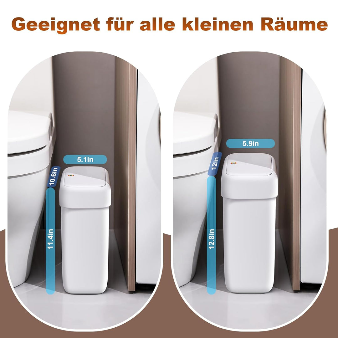 MOPUP 2er-Pack Badezimmer-Abfalleimer mit Klappdeckel, 3 Gallonen & 2,7 Gallonen Kunststoff-Abfallei