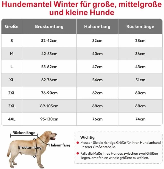 Hundemantel Winter, Hundemantel Wasserdicht für Kleine Hunde mit Verstellbaren Schultergurten, Warm