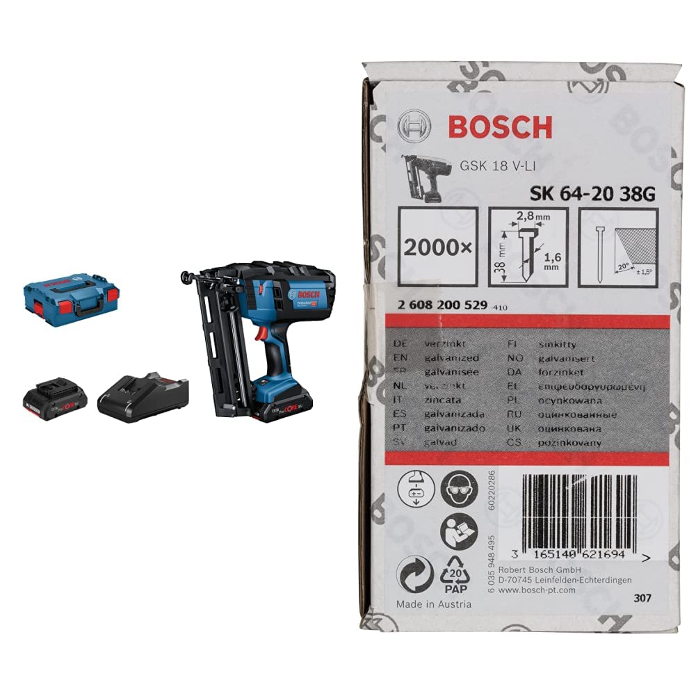 Bosch Professional 18V System Akku-Nagler GNH 18V-64 (Nagel-Ø 1,6 mm, max. Nagellänge 64 mm, 2x ProC