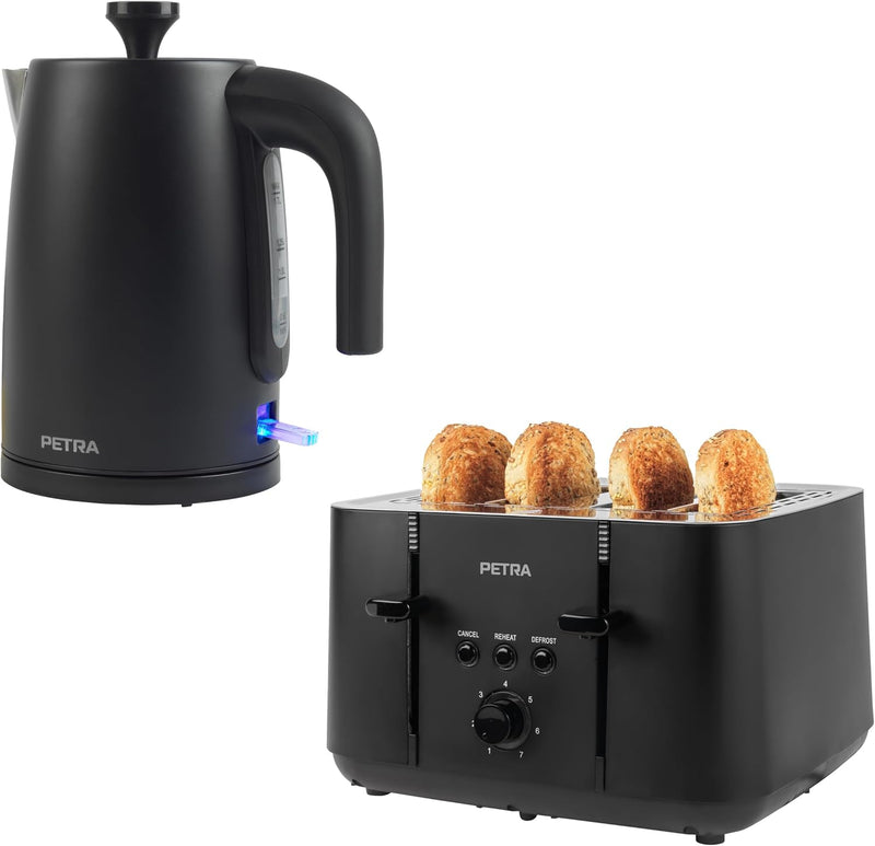 Petra Wasserkocher & Toaster-Set – mit 7 Bräunungsstufen, Entfrosten, Krümelschublade, 1850 W und Sc