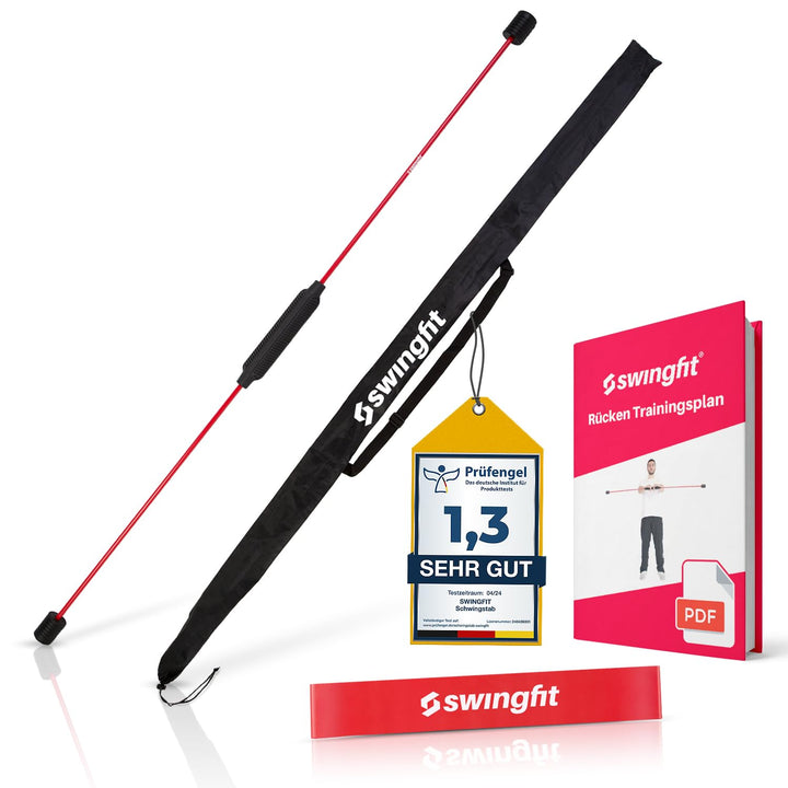 swingfit® Schwingstab inkl. praktischer Tasche & Rücken Trainingsplan - Swingstick für Tiefenmuskula
