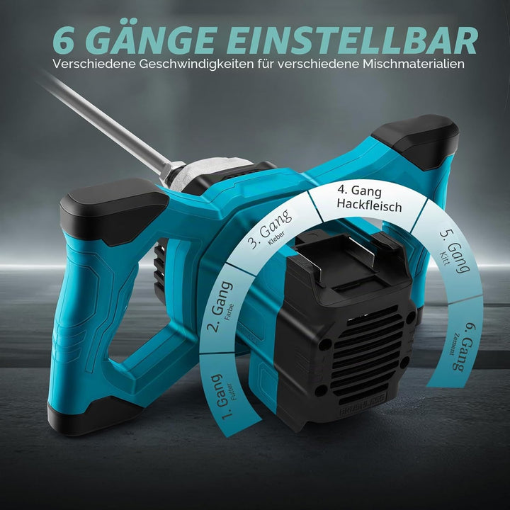 Akku Farbmörtelrührer Kompatibel mit Makita 18V Batterie, 3200W Rührwerk Mörtelrührer Zementrührer m