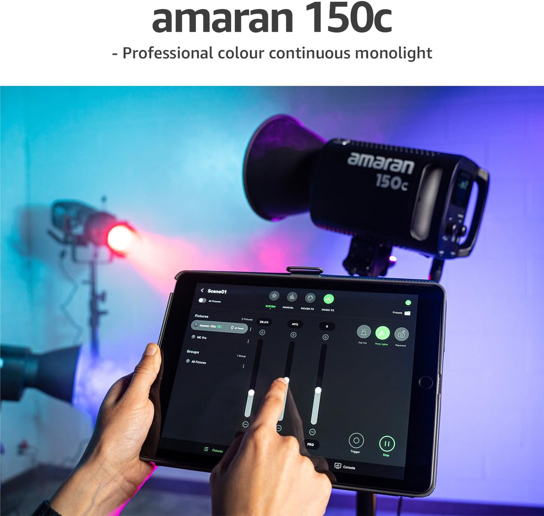 Aputure Amaran 150c (RGB, 2500K-7500K) Vollfarbige Point-Source LED, integrierte Schirmhalterung, Bo