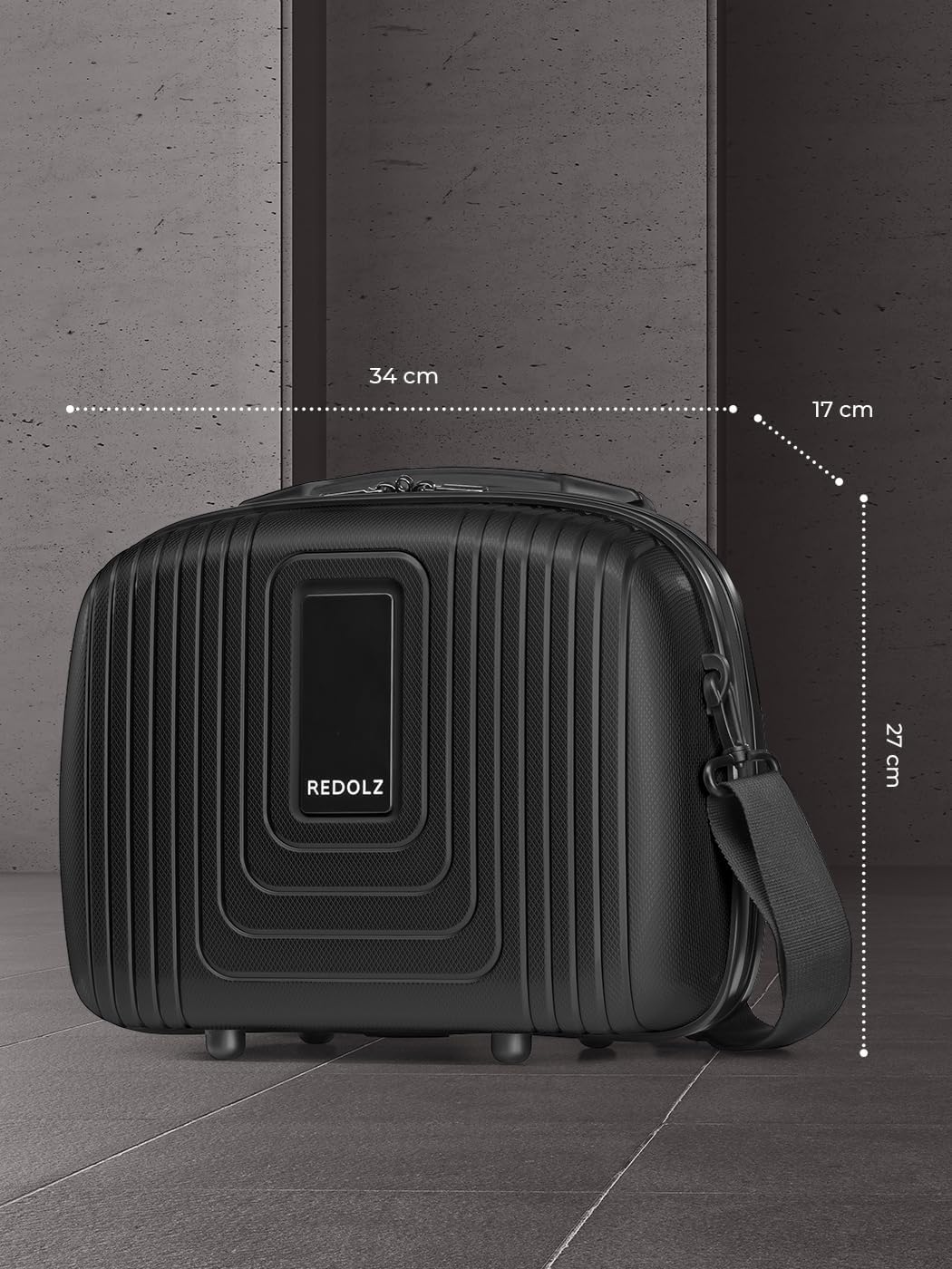 REDOLZ Hartschalen Handgepäck Kosmetik-Koffer | Stabiles Beauty-Case mit Aufsteckfunktion |34 x 17 x