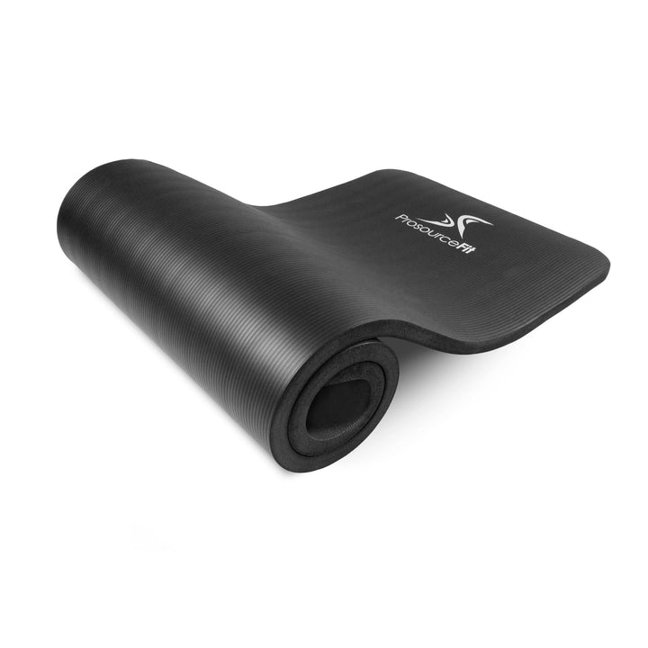 ProsourceFit Extra Thick Yoga and Pilates Mat 1" Black, 1" Black