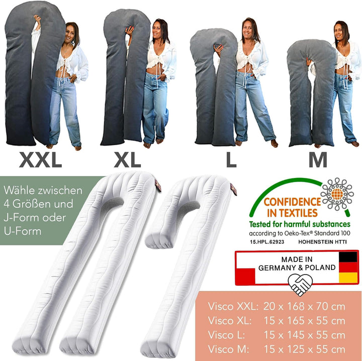 Traumreiter Seitenschläferkissen Visco M Wendekissen Memory Foam [orthopädisch] + Watte Seite | Schw
