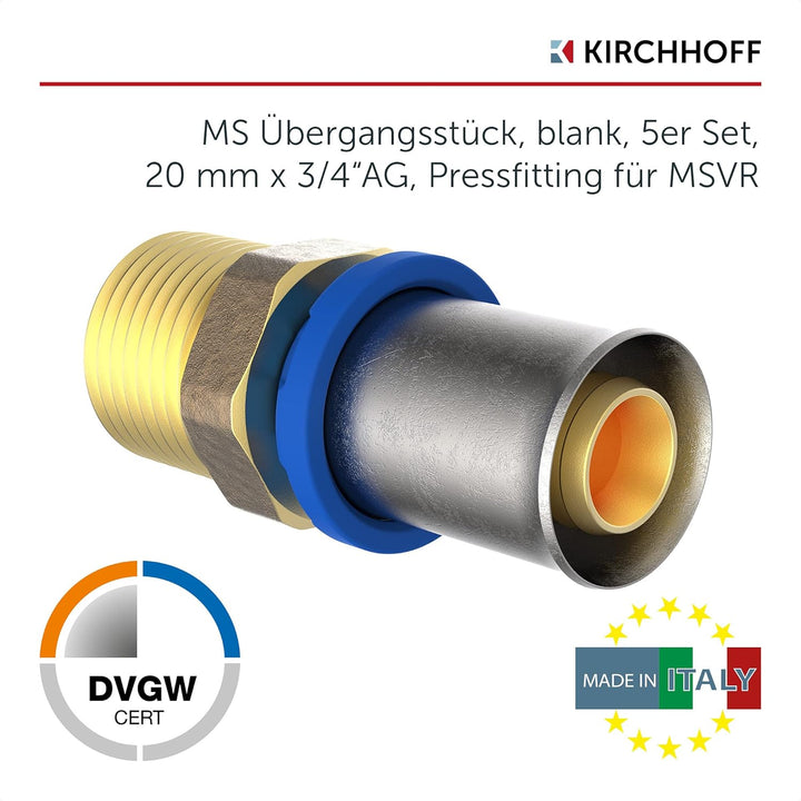 KIRCHHOFF | MSVR Rohr | 5er Set | Pressfitting 20 mm x 3/4" | Aluverbundrohr | für Heizung | Fussbod