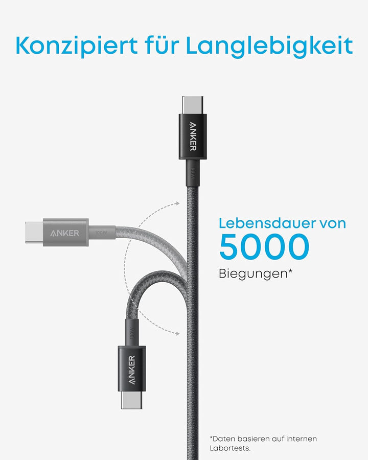 Anker 333 USB C auf USB C Ladekabel, 0.9m, Doppelpack,100W USB 2.0 Typ C Kabel, Schnellladeleistung