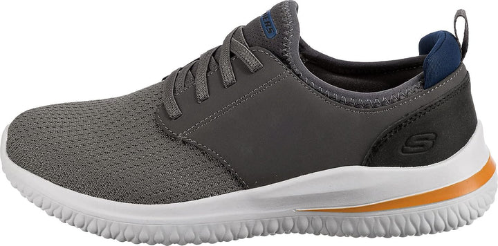Skechers Herren Delson 3.0 Mooney Runde Zehenpartie, Bungee-Schnür-Slipper 44 EU Gray Knitted Mesh,