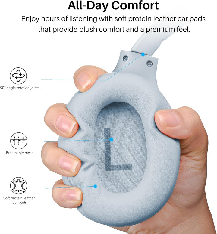 TOZO HT3 Kopfhörer Kabellos Bluetooth Over Ear, Noise Cancelling Kopfhörer mit 5 Mics,90 Std, Hi-Res