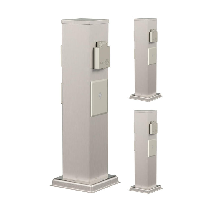 ledscom.de 3X Garten Steckdosensäule Polly für aussen, IP44, Smart Home, WLAN, Alexa, 3-Fach, Edelst
